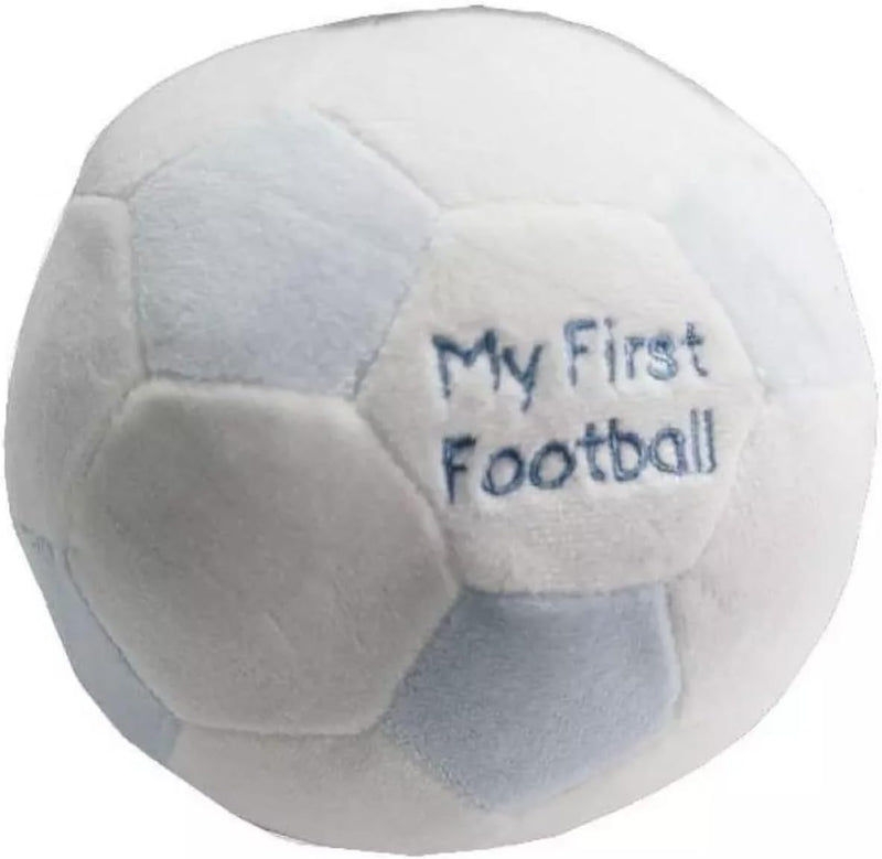 Snuggle Baby My First Football Baby Rattle, Blue and White Plush Sensory Ball, 15cm Soft Polyester, for Infants and Toddle...