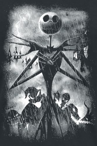 Disney Nightmare Before Christmas Stormy Skies T-Shirt, close-up detail