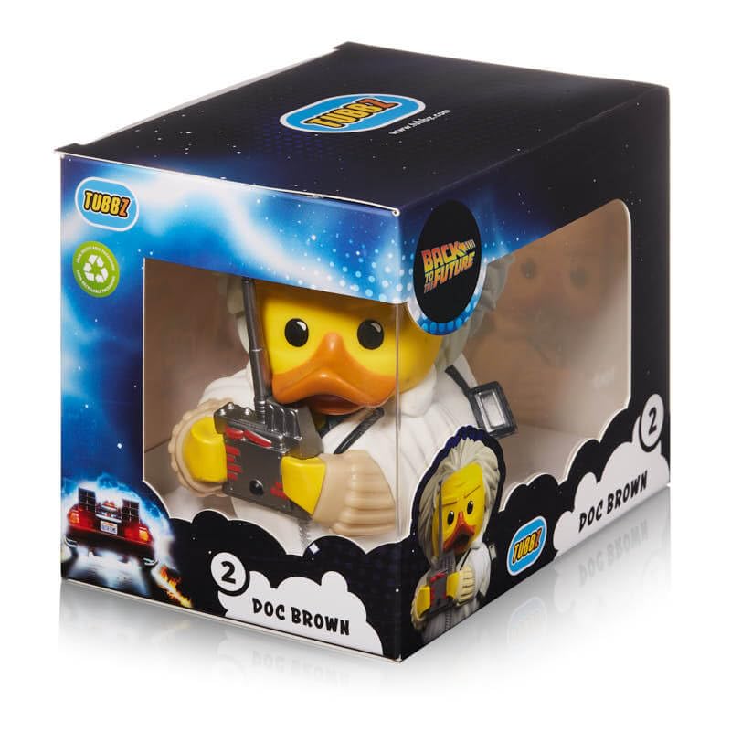 Back to the Future Doc Brown Tubbz PVC Figure Boxed Edition, side angle