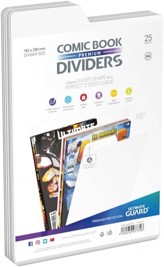 Ultimate Guard Premium Comic Book Dividers White 25 Pack