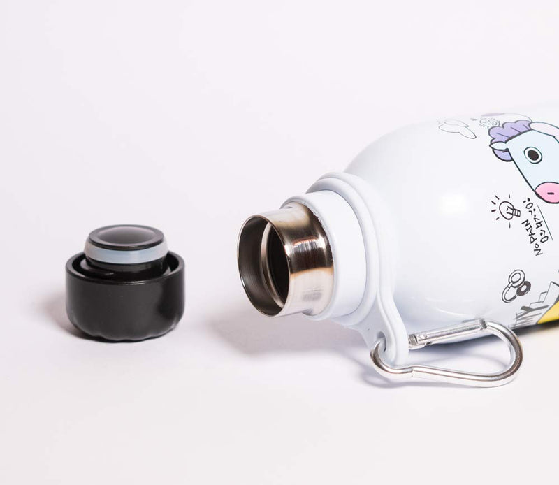BT21 Stainless Steel Bottle 500ml with Carabiner Ring side angle