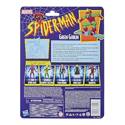 Marvel Legends Series Retro Spider Man Green Goblin Action F, packaging shot