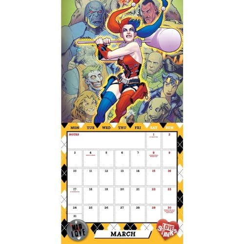 Harley Quinn Square 2025 Calendar, close-up detail