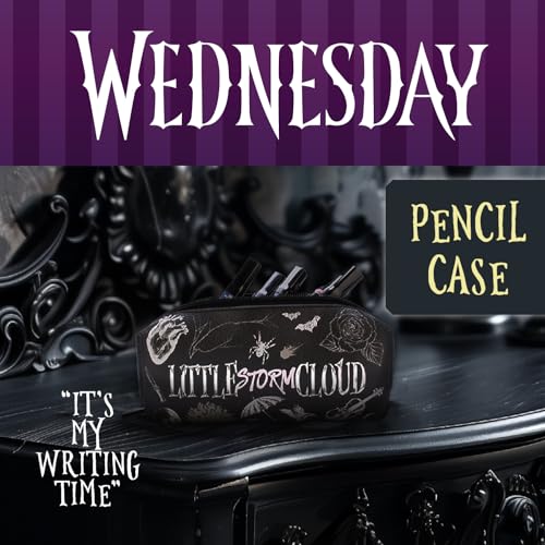 Wednesday Storm Cloud Themed Pencil Case, close-up detail