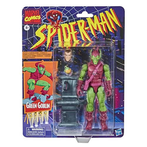 Marvel Legends Series Retro Spider Man Green Goblin Action F, close-up detail
