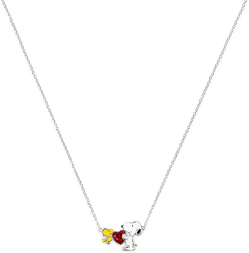 Disney Peanuts Snoopy & Woodstock Heart Charm Necklace