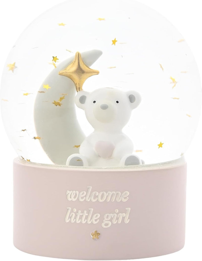 Bambino By Juliana 'Welcome Little Girl' Teddy & Moon Water Globe - Pink. Gifting to Celebrate Newborn Children, Family &...