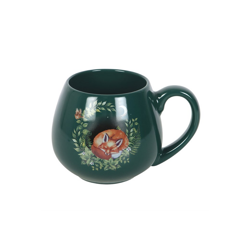 Green Sleeping Fox Rounded Mug