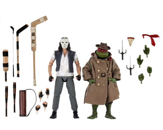 TMNT 1990 Movie Casey Jones And Raphael In Disguise 7" Scale Action Figure 2-Pack Teenage Mutant Ninja Turtles