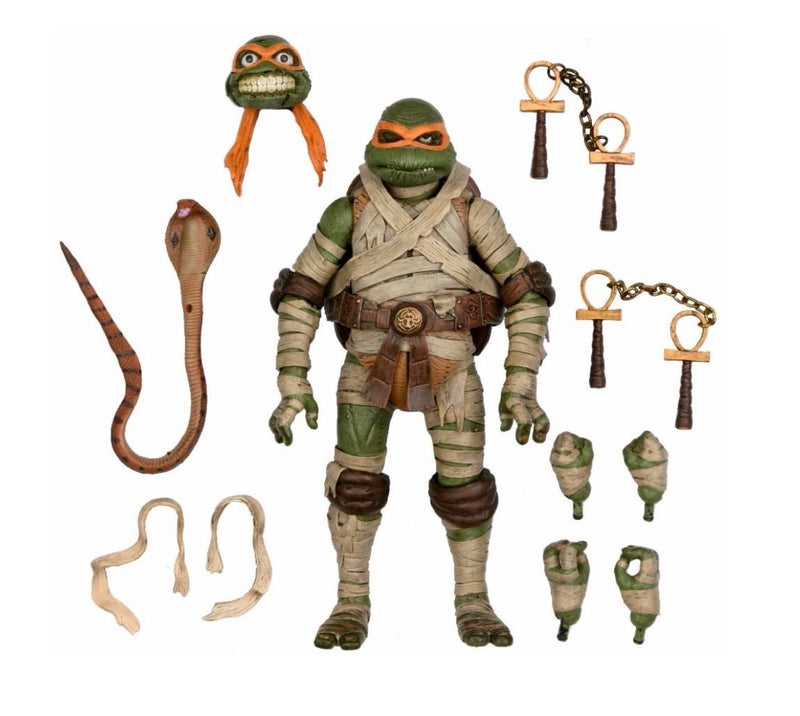 TMNT x Universal Monsters Michelangelo as The Mummy Ultimate 7" Action Figure front view