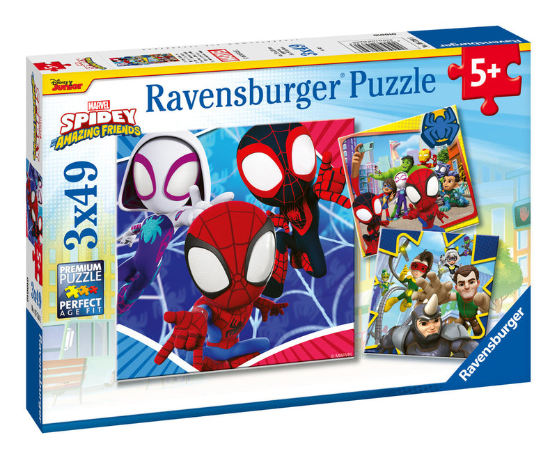 Spidey and His Amazing Friends 49 Piece Jigsaw Puzzle 3 Pack, in display