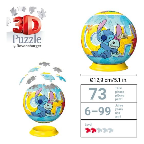 Stitch 72 Piece 3D Puzzle Ball