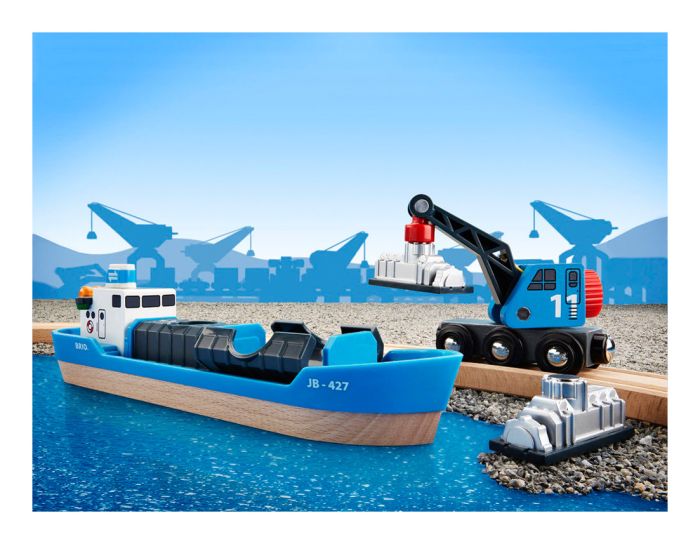 Brio World Harbour Freight Ship and Crane Set