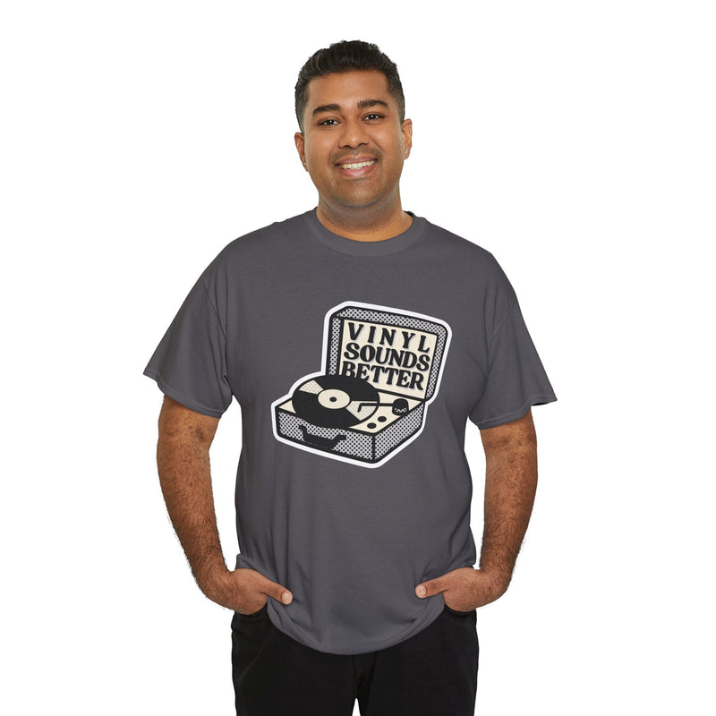 'Vinyl Sounds Better' T-Shirt, in display