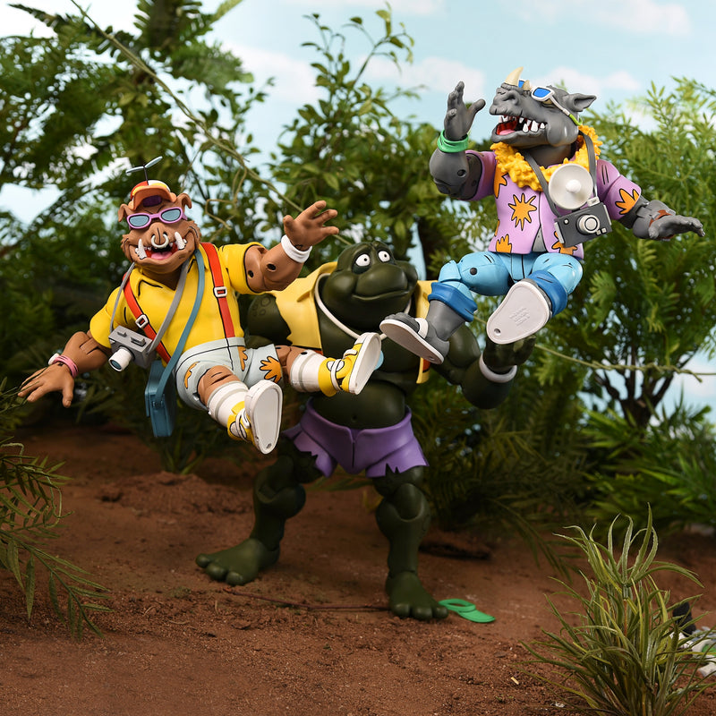 Teenage Mutant Ninja Turtles Cartoon Vacation Bebop & Rocksteady 7" Scale 2-Pack side angle