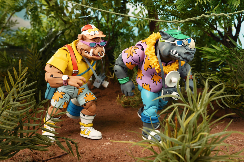 Teenage Mutant Ninja Turtles Cartoon Vacation Bebop & Rocksteady 7" Scale 2-Pack packaging view