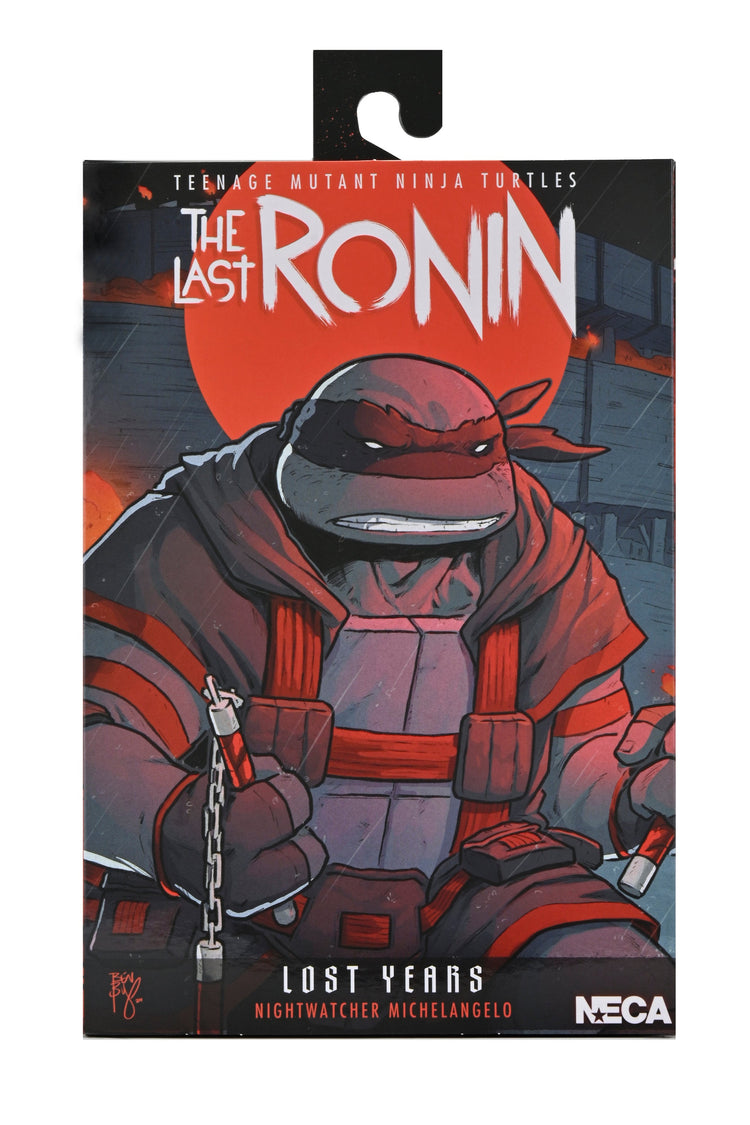 TMNT Comic The Last Ronin (The Lost Years): Michaelangelo (Nightwatcher) Teenage Mutant Ninja Turtles NECA 7, showing reverse