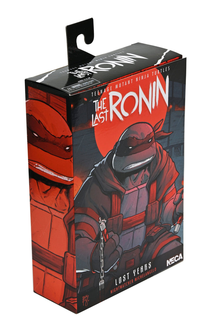 TMNT Comic The Last Ronin (The Lost Years): Michaelangelo (Nightwatcher) Teenage Mutant Ninja Turtles NECA 7 Scal, side angle