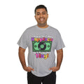 'Money can't buy happiness' Men's Vinyl T-Shirt, rear view
