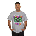 'Money can't buy happiness' Men's Vinyl T-Shirt, rear view
