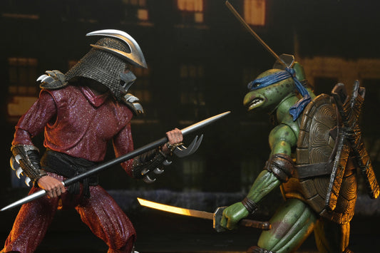 TMNT (1990 Movie) Rooftop Battle Shredder vs Leonardo 7" Scale 2-Pack front view