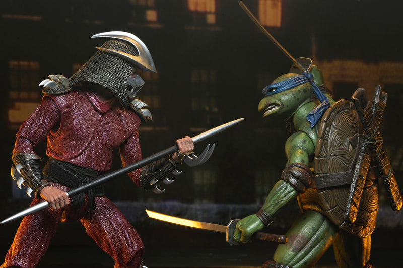 TMNT (1990 Movie) Rooftop Battle Shredder vs Leonardo 7" Scale 2-Pack front view