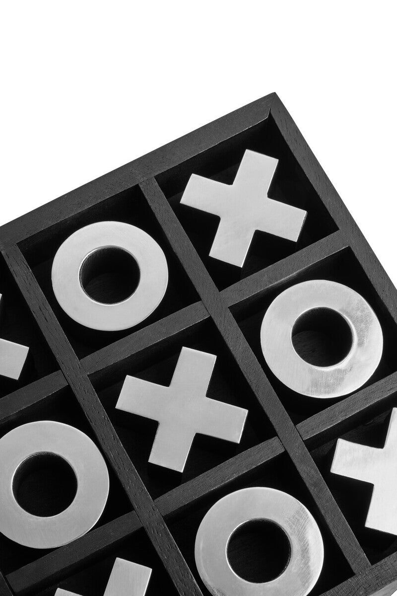 Churchill Games Black Mango Wood Noughts And Crosses, close-up detail