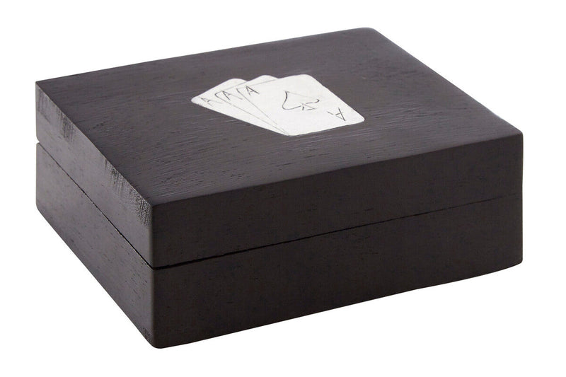 Churchill Games Black Mango Wood Playing Card Box, side angle