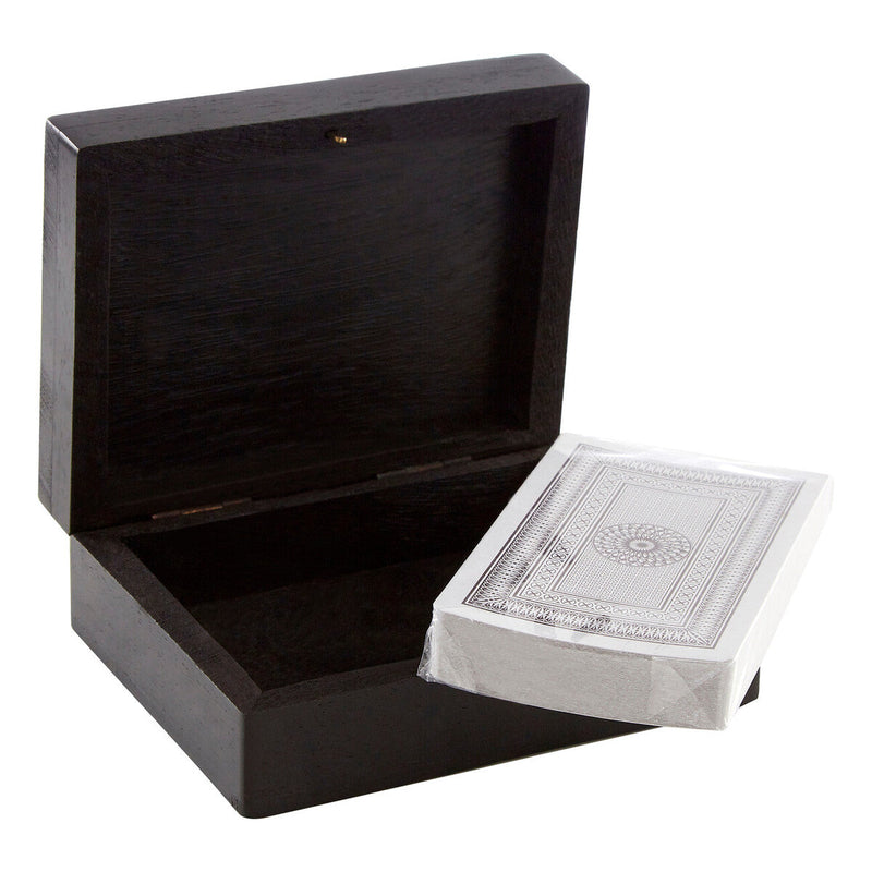 Churchill Games Black Mango Wood Playing Card Box, close-up detail