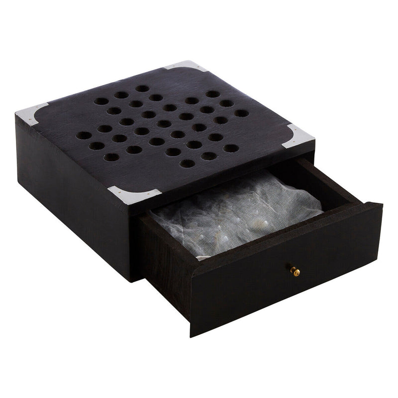 Churchill Games Black Sheesham Wood Solitaire Games Box, side angle