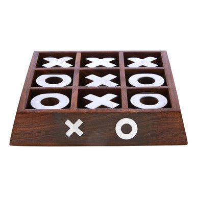 Churchill Games Sheesham Wood Noughts and Crosses, side angle