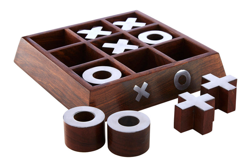 Churchill Games Sheesham Wood Noughts and Crosses, rear view