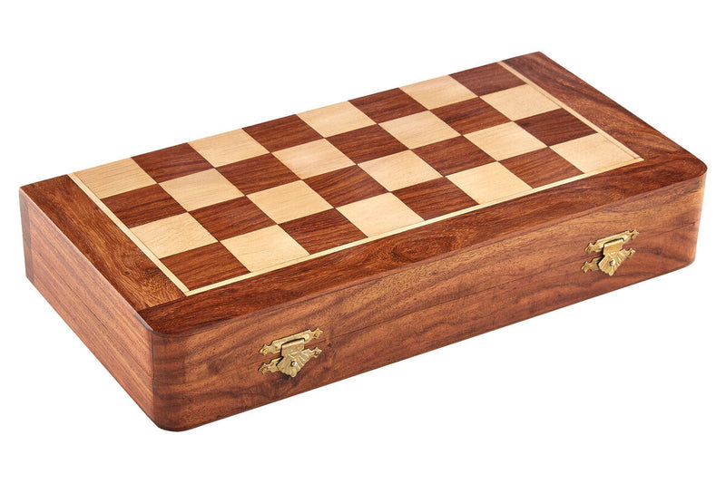 Churchill Games Brown Wood Magnetic Chess Game, side angle