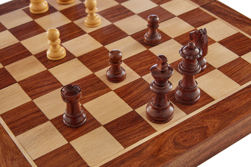 Churchill Games Brown Wood Magnetic Chess Game, rear view
