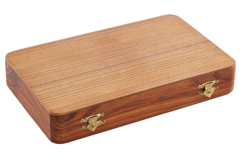 Churchill Games Brown Wood Backgammon Game, side angle