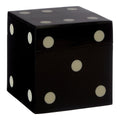 Churchill Games Black And White Dice Box With 5 Dice, close-up detail