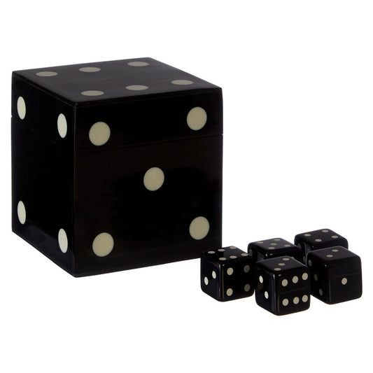 Churchill Games Black And White Dice Box With 5 Dice, alternate view