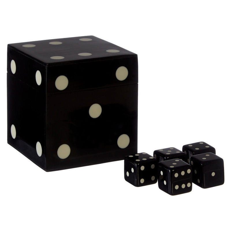 Churchill Games Black And White Dice Box With 5 Dice, alternate view