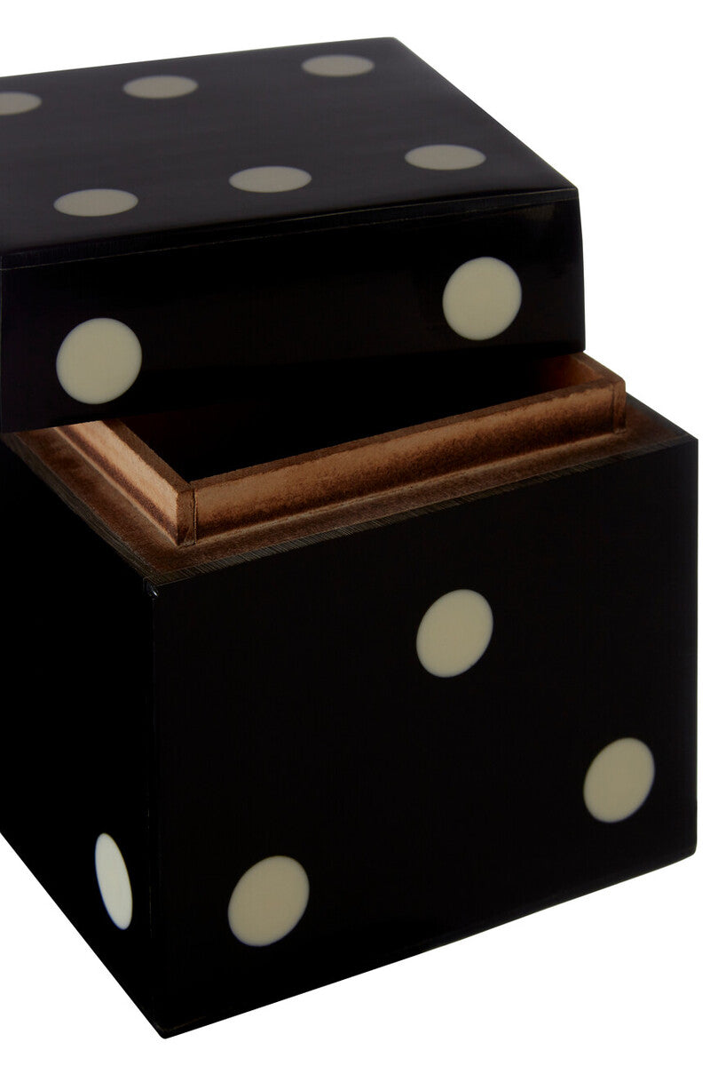 Churchill Games Black And White Dice Box With 5 Dice, packaging shot