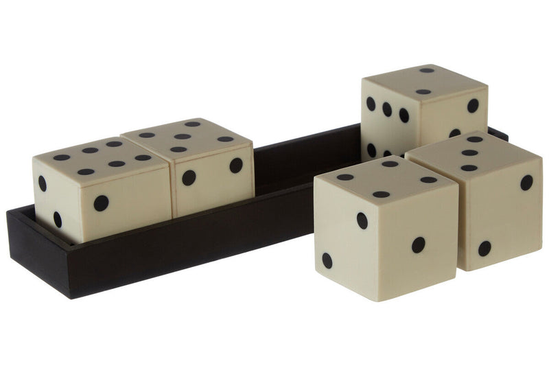 Churchill Games White And Black 5 Dice Set, close-up detail