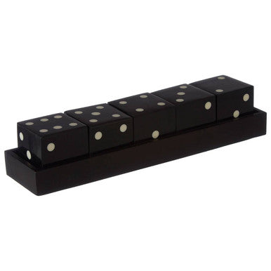 Churchill Games Black And White 5 Dice Set, side angle