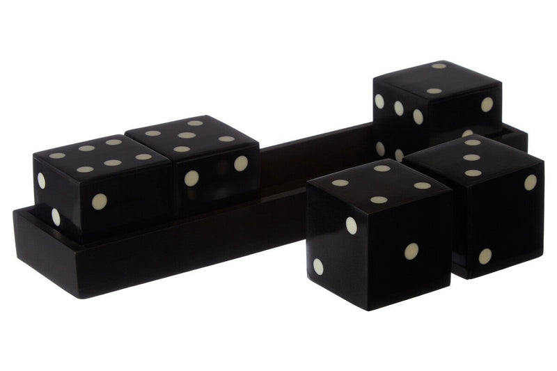 Churchill Games Black And White 5 Dice Set, close-up detail