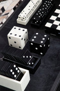Churchill Games Black And White Dice Box With 5 Dice, side angle