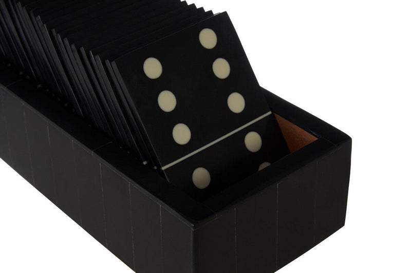 Churchill Games Black Domino Set With Black Dominoes, rear view