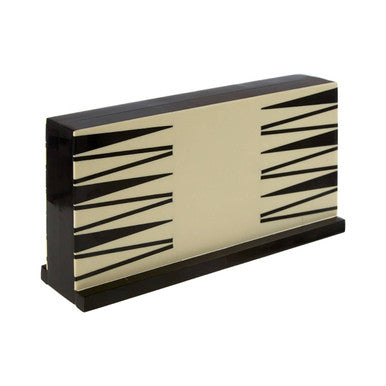 Churchill Games Black And White Foldable Backgammon Set, rear view