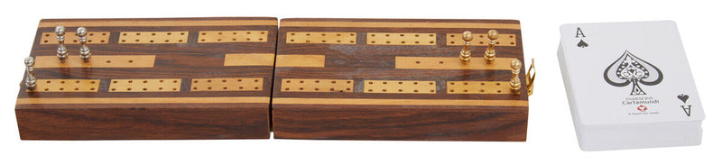 Churchill Games Sheesham Wood Cribbage Set, side angle
