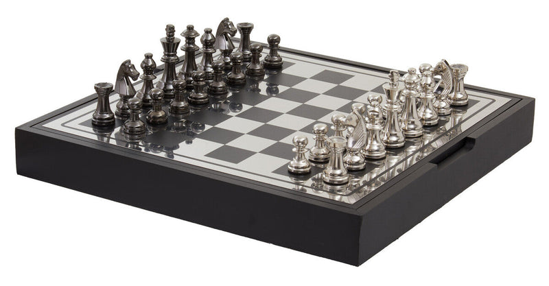 Churchill Games Black And Silver Chess Set, alternate view