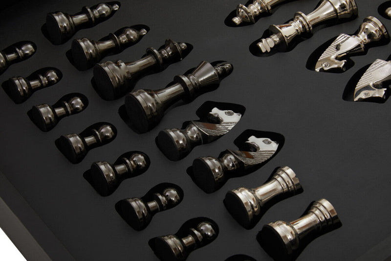 Churchill Games Black And Silver Chess Set, rear view