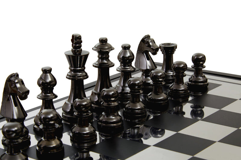 Churchill Games Black And Silver Chess Set, in display