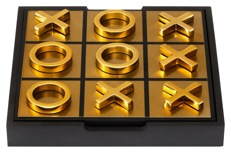 Churchill Games Black And Gold Aluminium Noughts and Crosses, rear view